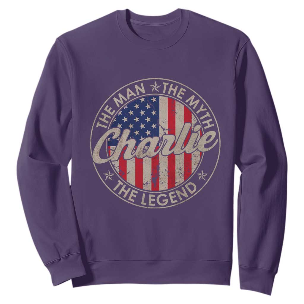 Charlie The Man The Myth The Legend Sweatshirt Retro Vintage American Flag TS10 Purple Print Your Wear