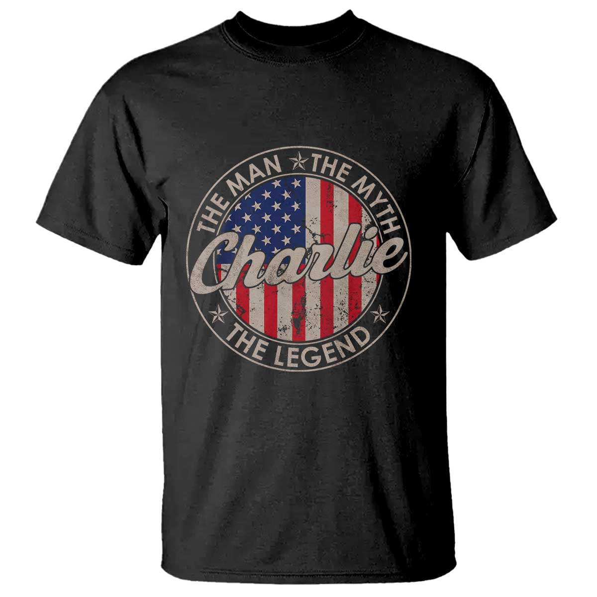 Charlie The Man The Myth The Legend T Shirt Retro Vintage American Flag TS10 Black Print Your Wear