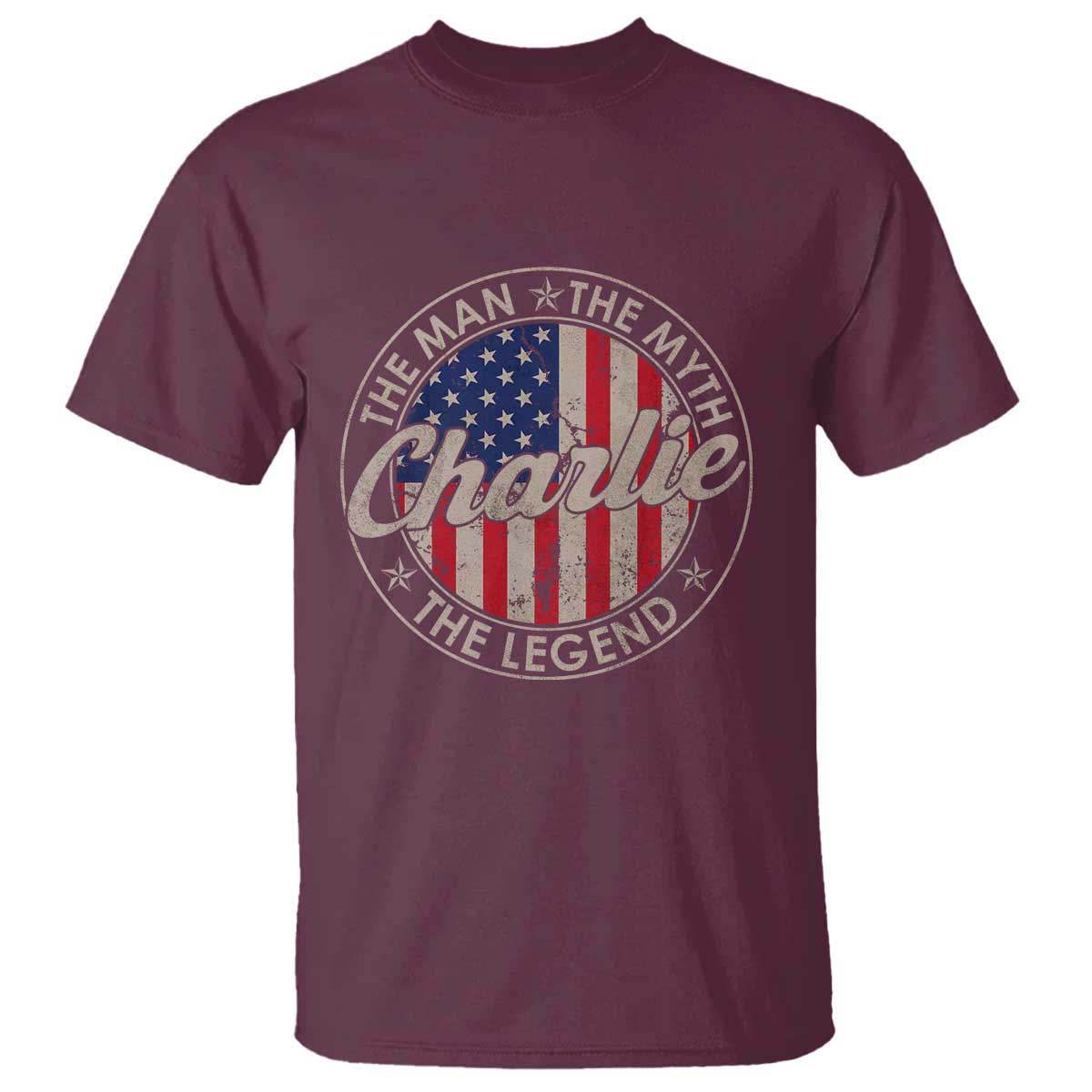 Charlie The Man The Myth The Legend T Shirt Retro Vintage American Flag TS10 Maroon Print Your Wear
