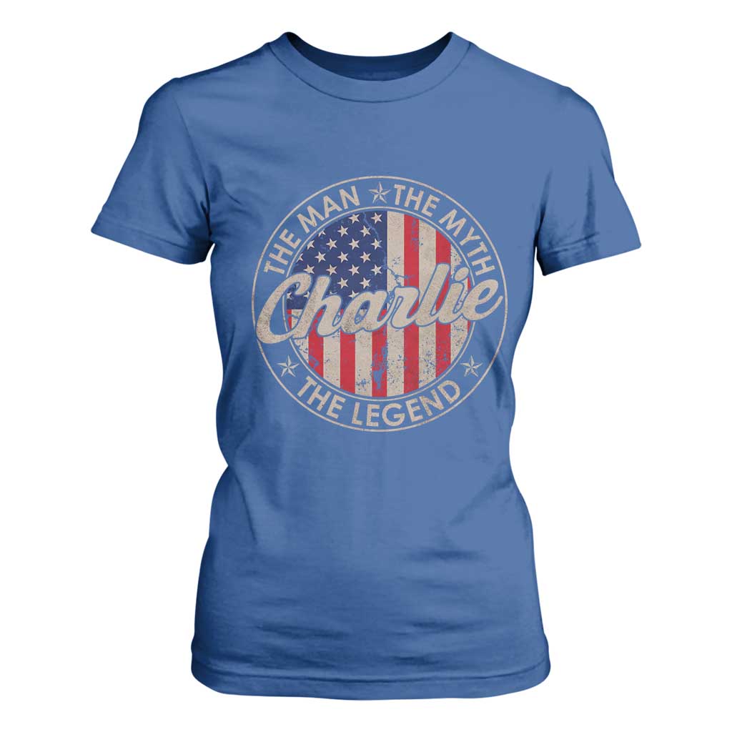 Charlie The Man The Myth The Legend T Shirt For Women Retro Vintage American Flag TS10 Royal Blue Print Your Wear