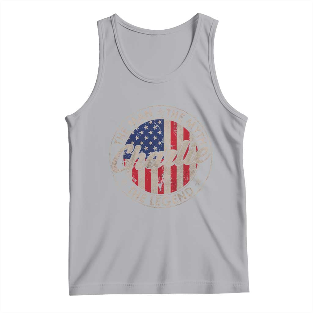 Charlie The Man The Myth The Legend Tank Top Retro Vintage American Flag TS10 Athletic Heather Print Your Wear