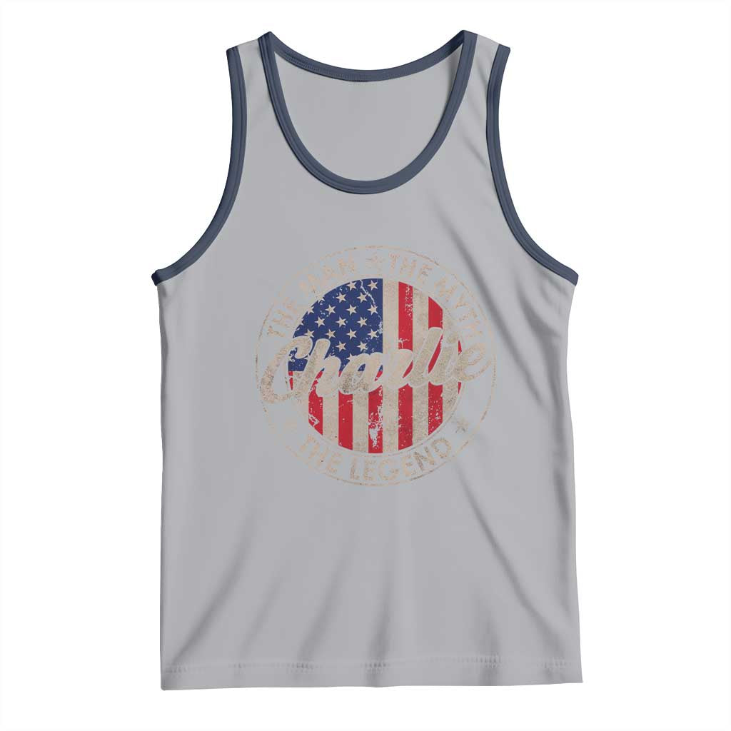 Charlie The Man The Myth The Legend Tank Top Retro Vintage American Flag TS10 Athletic Heather Navy Print Your Wear