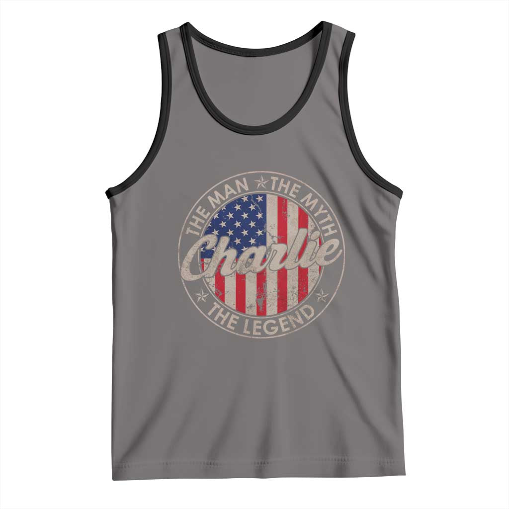 Charlie The Man The Myth The Legend Tank Top Retro Vintage American Flag TS10 Deep Heather Black Print Your Wear