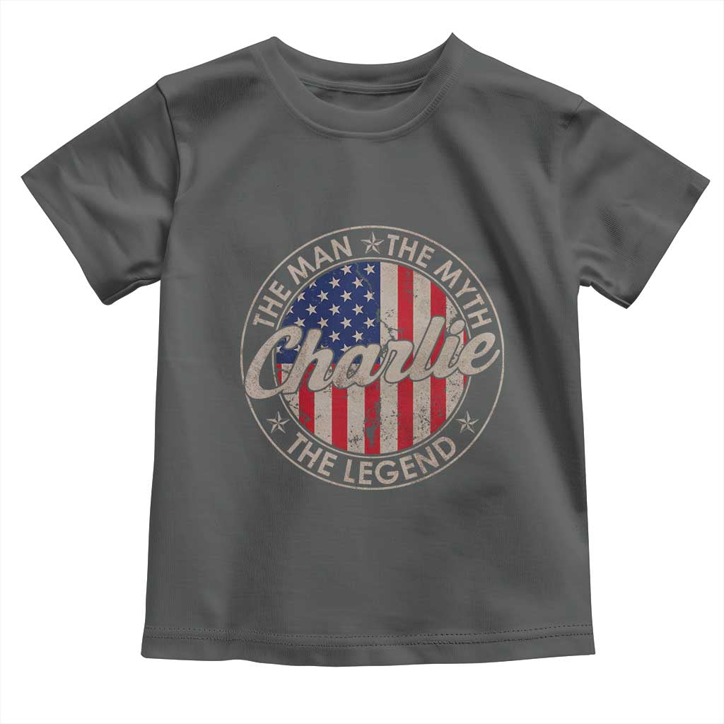 Charlie The Man The Myth The Legend Toddler T Shirt Retro Vintage American Flag TS10 Dark Heather Print Your Wear