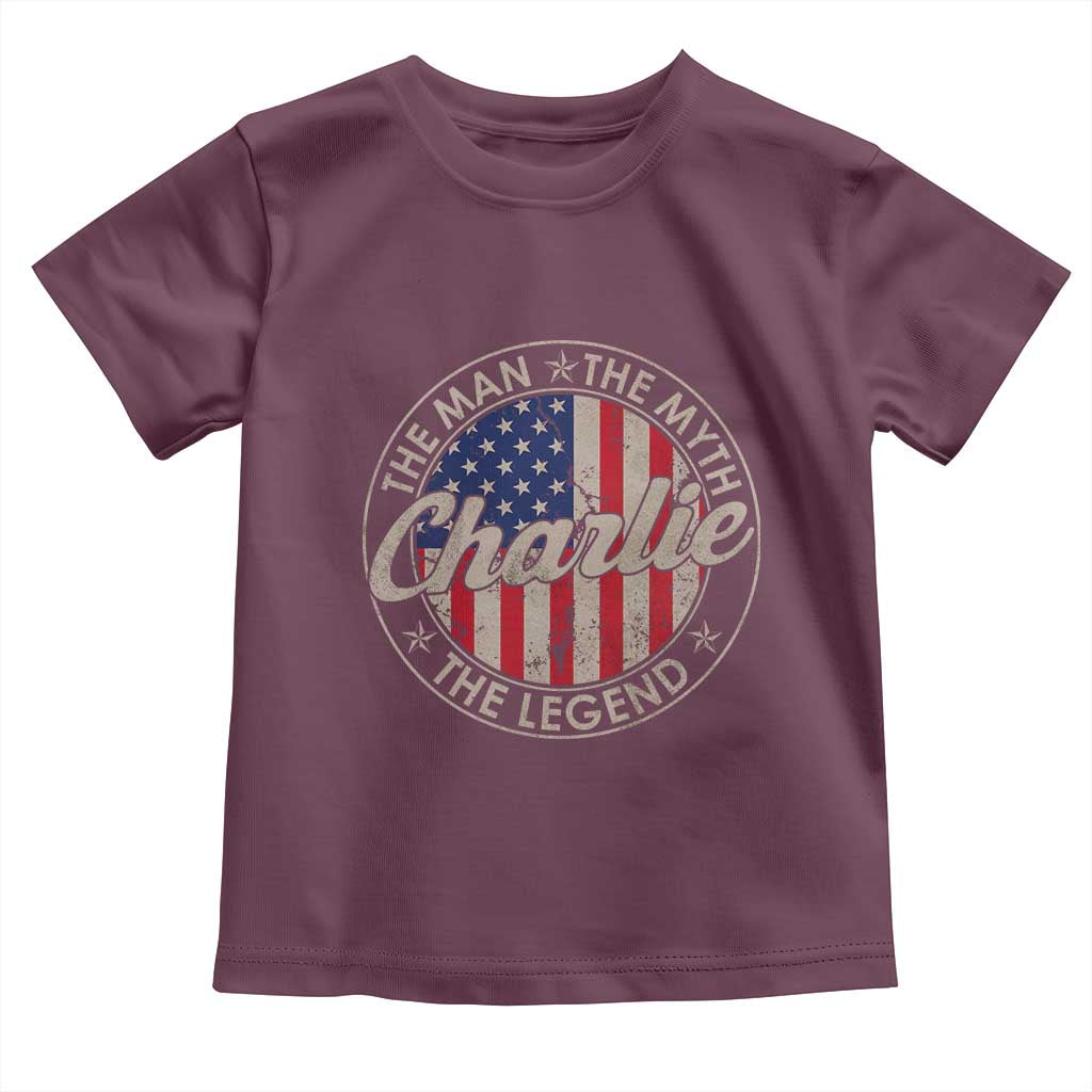 Charlie The Man The Myth The Legend Toddler T Shirt Retro Vintage American Flag TS10 Maroon Print Your Wear