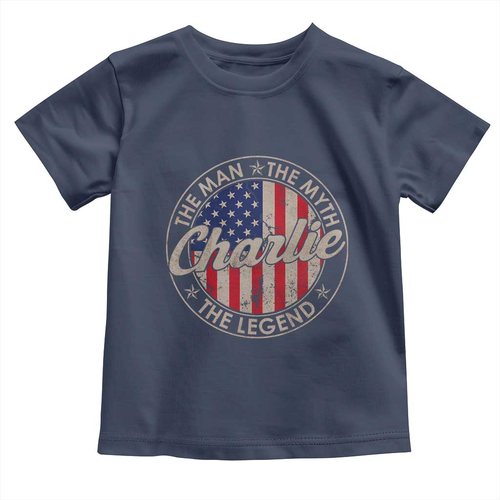 Charlie The Man The Myth The Legend Toddler T Shirt Retro Vintage American Flag TS10 Navy Print Your Wear