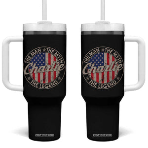 Charlie The Man The Myth The Legend Tumbler With Handle Retro Vintage American Flag TS10 One Size: 40 oz Black Print Your Wear