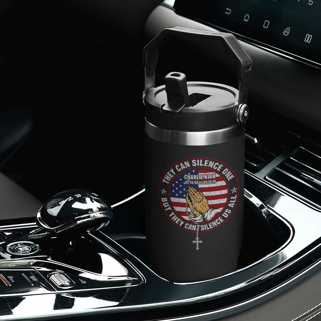 Charlie Kirk Memorial Flip Straw Tumbler Retro American Flag TS10 Print Your Wear
