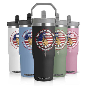 Charlie Kirk Memorial Flip Straw Tumbler Retro American Flag TS10 Print Your Wear
