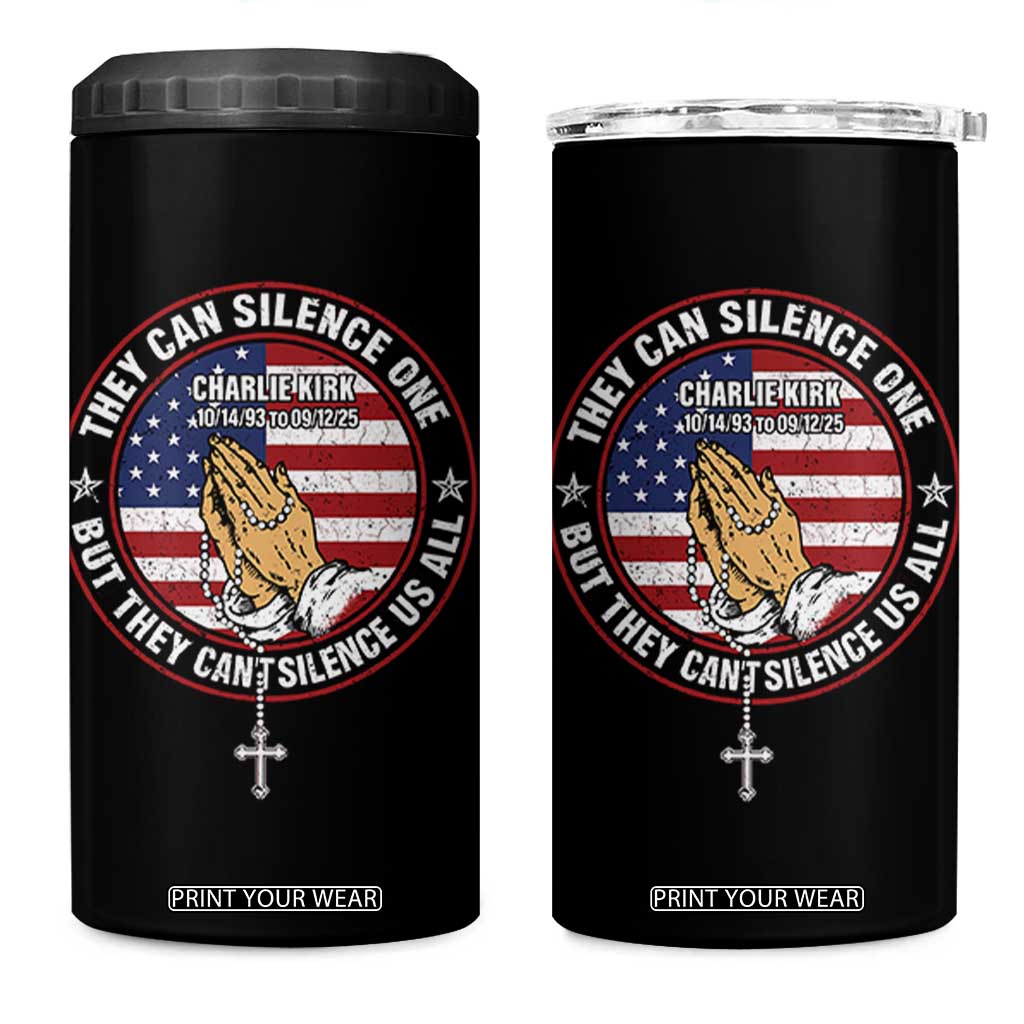 Charlie Kirk Memorial 4 in 1 Can Cooler Tumbler Retro American Flag TS10 One Size: 16 oz Black Print Your Wear