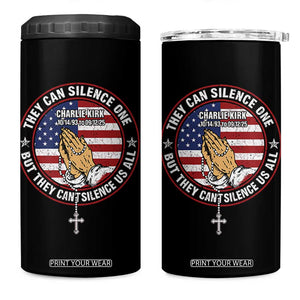 Charlie Kirk Memorial 4 in 1 Can Cooler Tumbler Retro American Flag TS10 One Size: 16 oz Black Print Your Wear