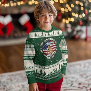 Charlie Kirk Memorial Ugly Christmas Sweater Retro American Flag TS10 Forest Green Beige Print Your Wear