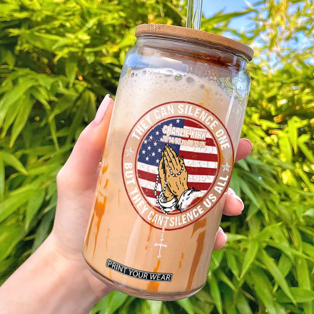 Charlie Kirk Memorial Glass Can Retro American Flag TS10 Black Print Your Wear