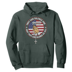 Charlie Kirk Memorial Hoodie Retro American Flag TS10 Dark Forest Green Print Your Wear
