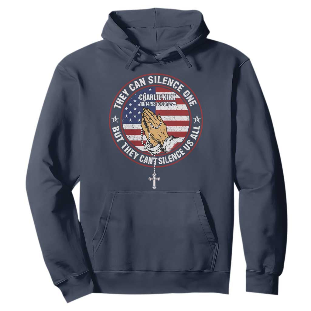 Charlie Kirk Memorial Hoodie Retro American Flag TS10 Navy Print Your Wear
