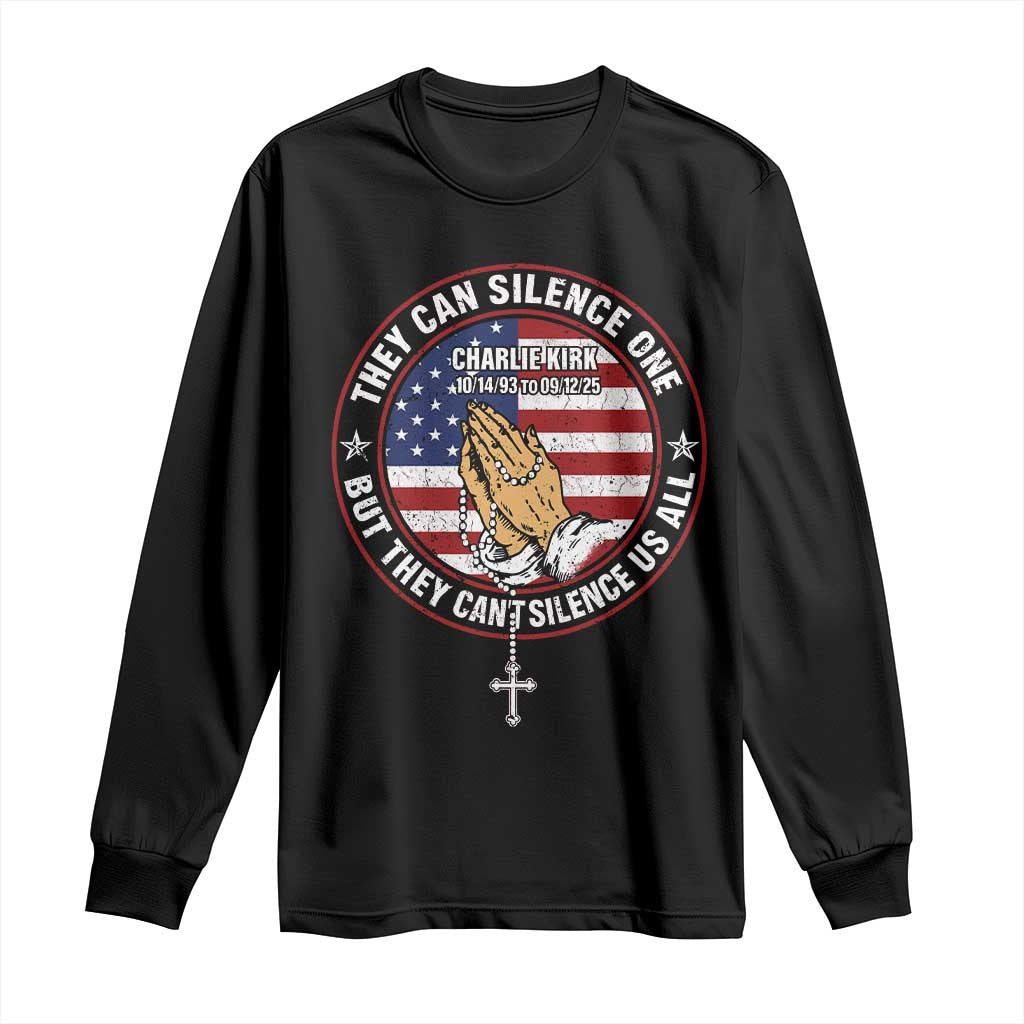 Charlie Kirk Memorial Long Sleeve Shirt Retro American Flag TS10 Black Print Your Wear
