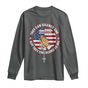 Charlie Kirk Memorial Long Sleeve Shirt Retro American Flag TS10 Dark Heather Print Your Wear
