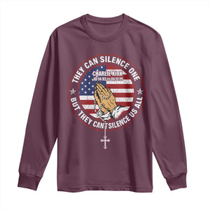 Charlie Kirk Memorial Long Sleeve Shirt Retro American Flag TS10 Maroon Print Your Wear