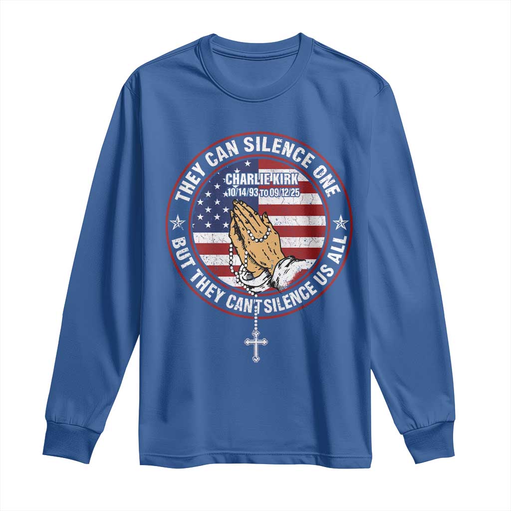 Charlie Kirk Memorial Long Sleeve Shirt Retro American Flag TS10 Royal Blue Print Your Wear