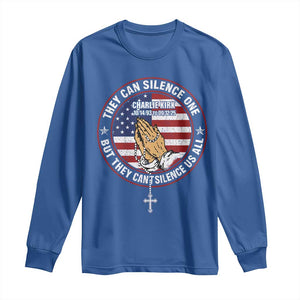 Charlie Kirk Memorial Long Sleeve Shirt Retro American Flag TS10 Royal Blue Print Your Wear