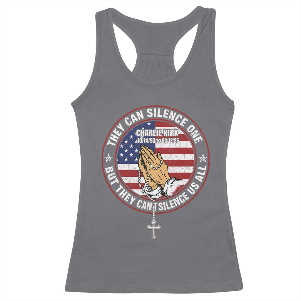 Charlie Kirk Memorial Racerback Tank Top Retro American Flag TS10 Charcoal Print Your Wear