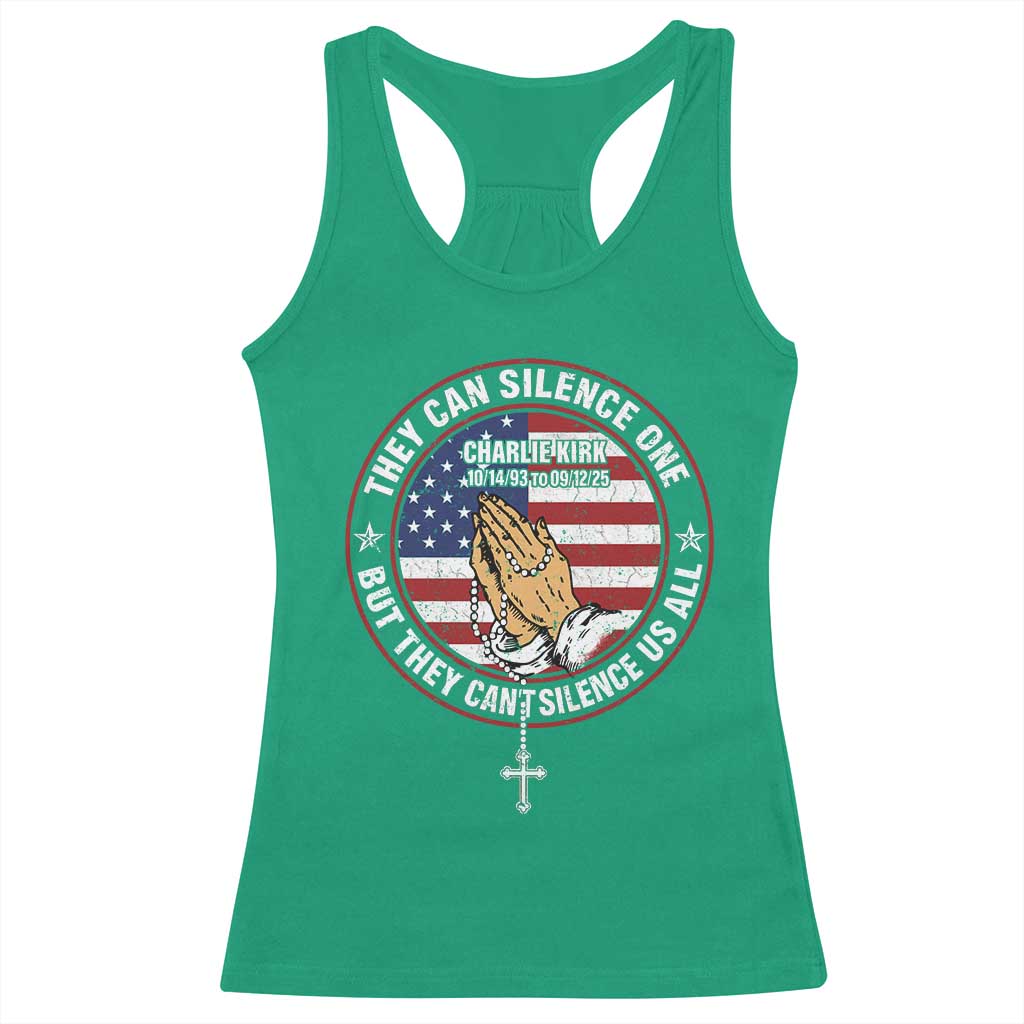 Charlie Kirk Memorial Racerback Tank Top Retro American Flag TS10 Irish Green Print Your Wear