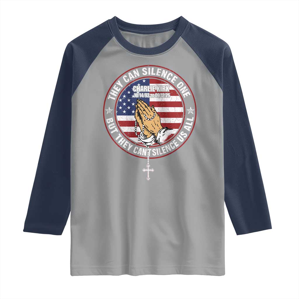 Charlie Kirk Memorial Raglan Shirt Retro American Flag TS10 Sport Gray Navy Print Your Wear