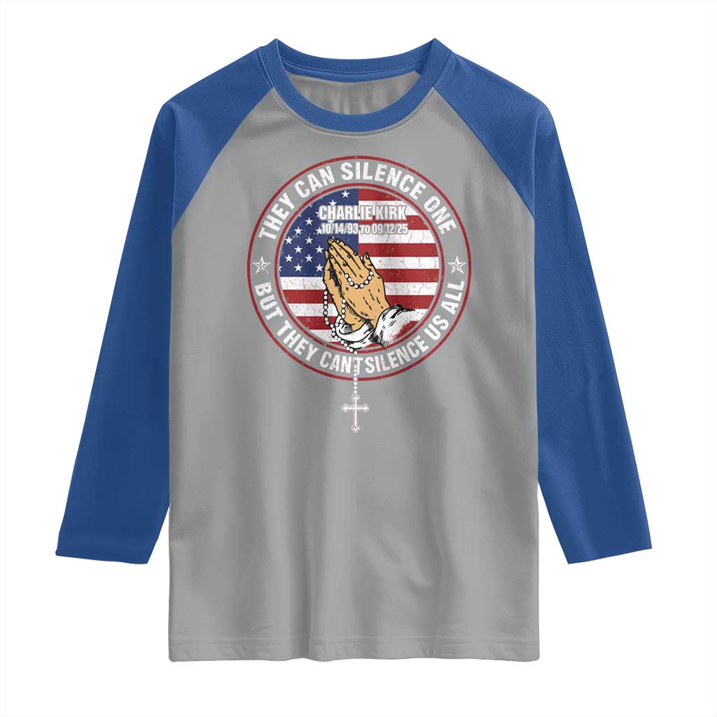 Charlie Kirk Memorial Raglan Shirt Retro American Flag TS10 Sport Gray Royal Print Your Wear