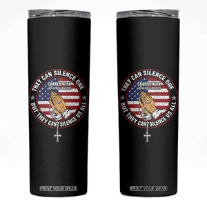 Charlie Kirk Memorial Skinny Tumbler Retro American Flag TS10 Black Print Your Wear
