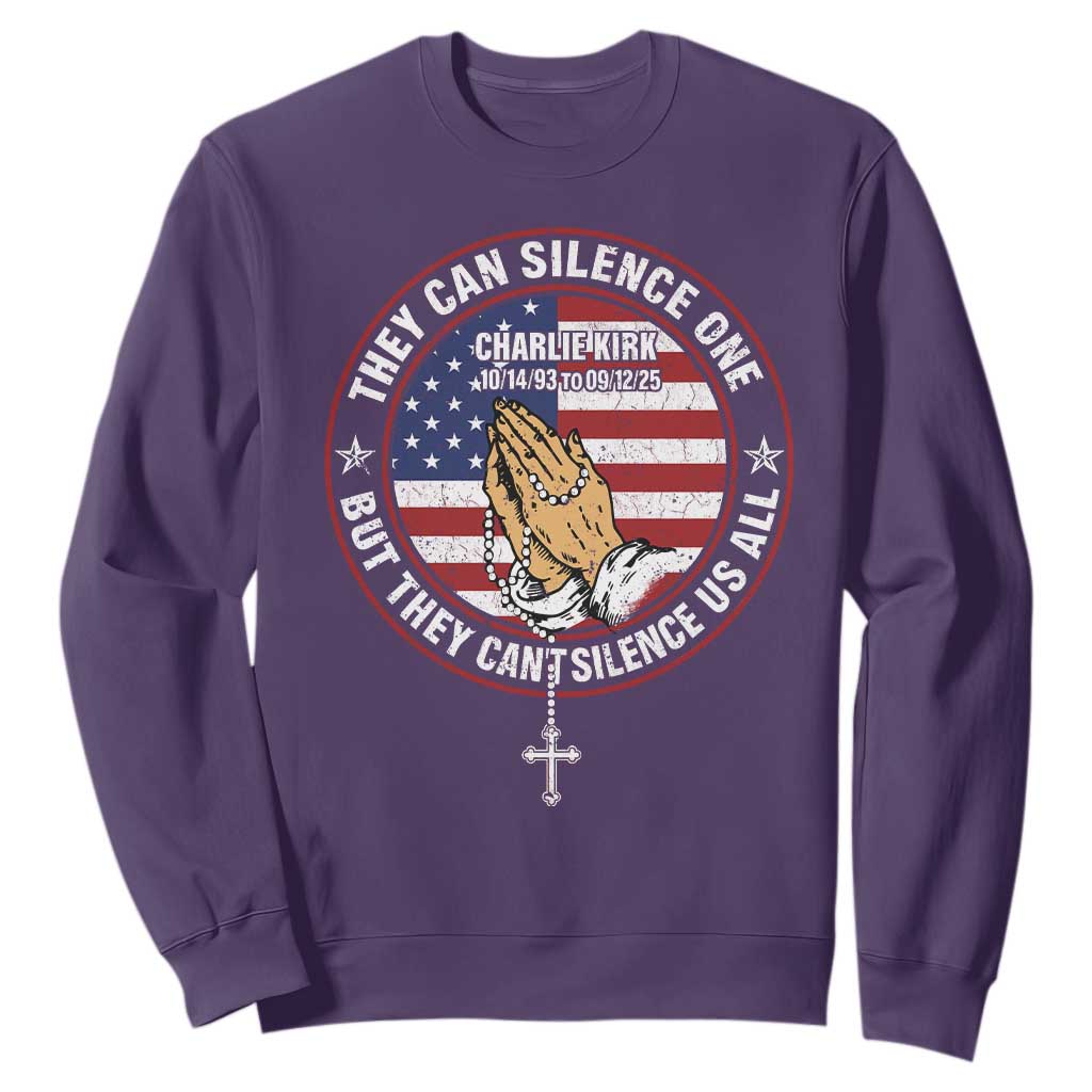 Charlie Kirk Memorial Sweatshirt Retro American Flag TS10 Purple Print Your Wear