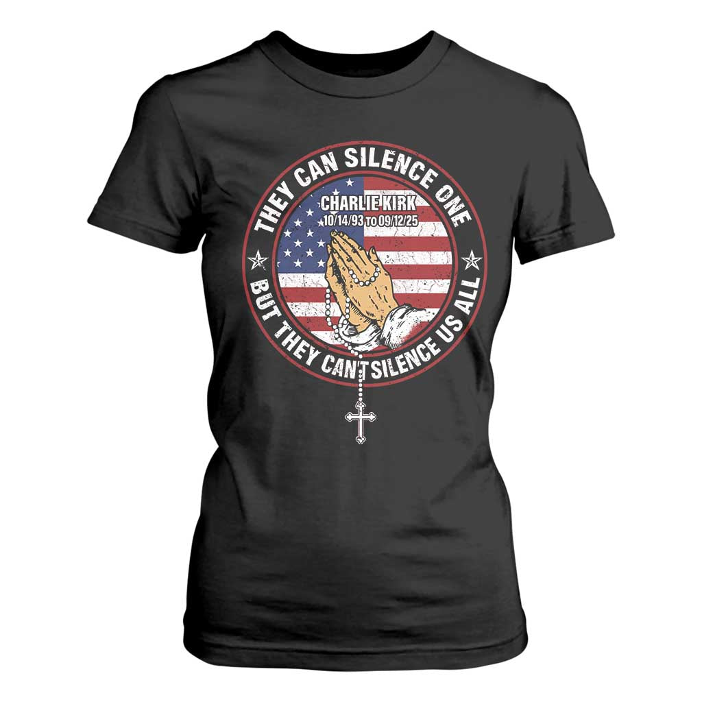 Charlie Kirk Memorial T Shirt For Women Retro American Flag TS10 Black Print Your Wear