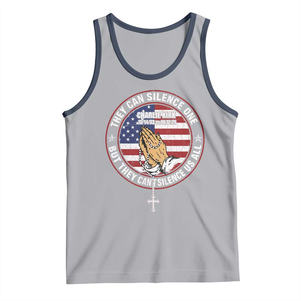 Charlie Kirk Memorial Tank Top Retro American Flag TS10 Athletic Heather Navy Print Your Wear