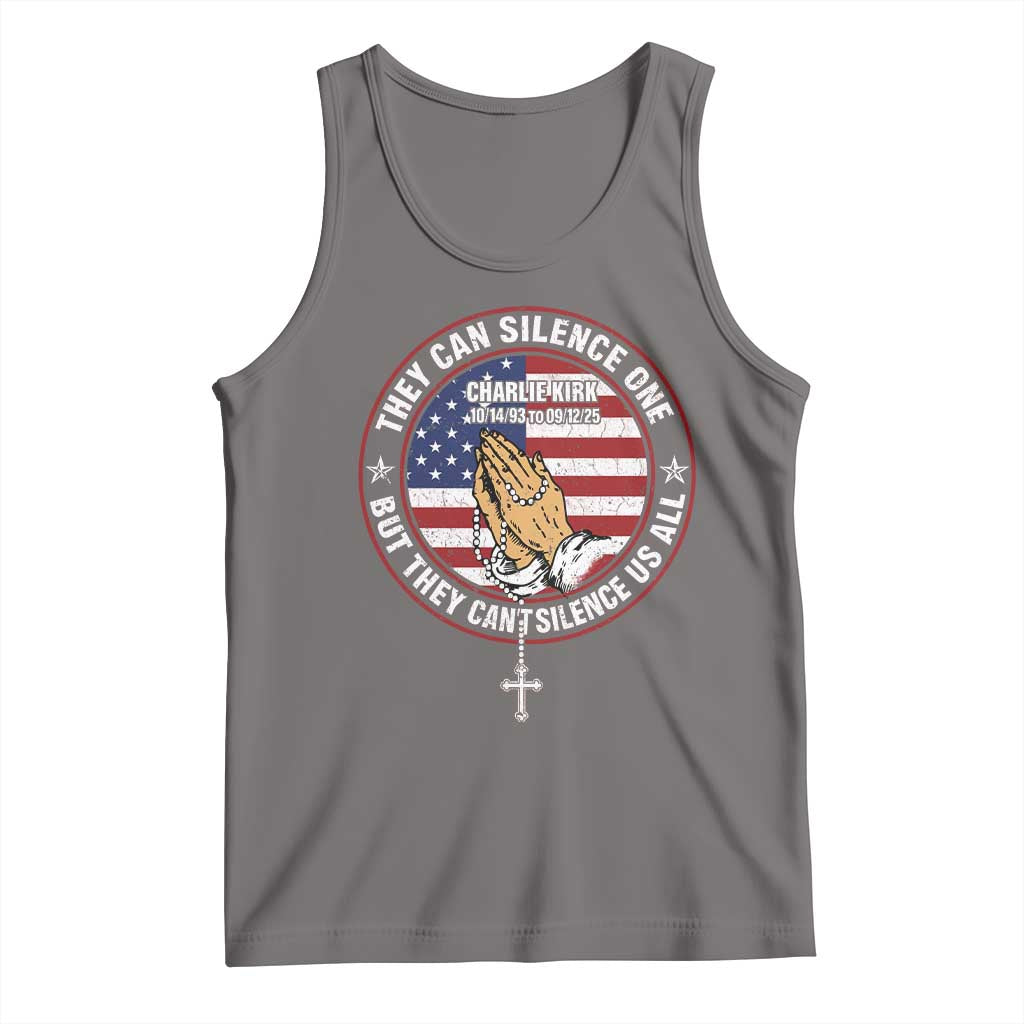 Charlie Kirk Memorial Tank Top Retro American Flag TS10 Deep Heather Print Your Wear
