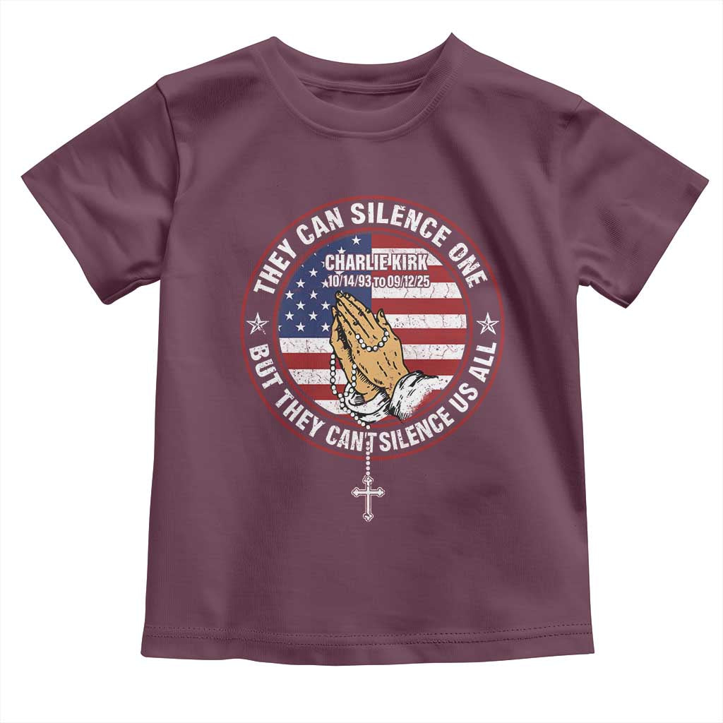Charlie Kirk Memorial Toddler T Shirt Retro American Flag TS10 Maroon Print Your Wear
