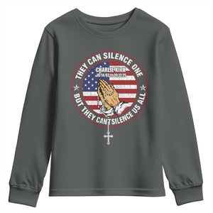 Charlie Kirk Memorial Youth Sweatshirt Retro American Flag TS10 Dark Heather Print Your Wear