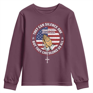 Charlie Kirk Memorial Youth Sweatshirt Retro American Flag TS10 Maroon Print Your Wear