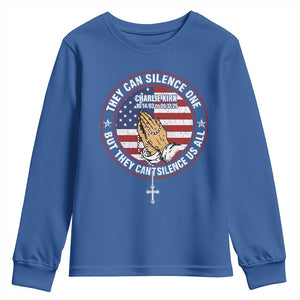 Charlie Kirk Memorial Youth Sweatshirt Retro American Flag TS10 Royal Blue Print Your Wear