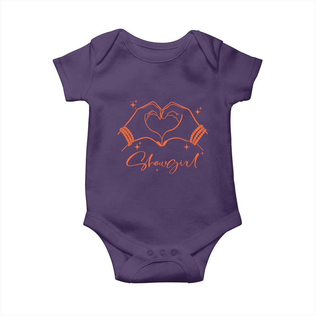 Heart Hands Showgirl Baby Onesie Girl Vintage 70's 80's Trendy Apparel TS10 Purple Print Your Wear