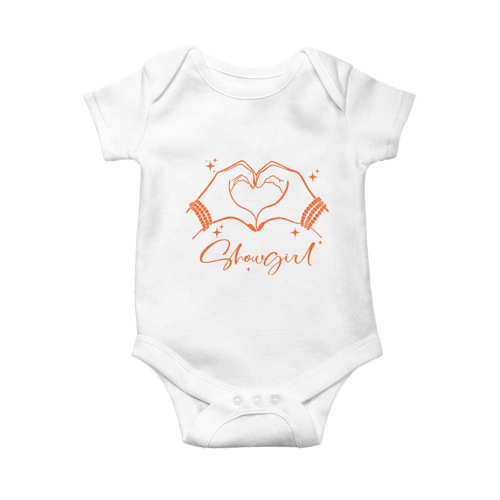Heart Hands Showgirl Baby Onesie Girl Vintage 70's 80's Trendy Apparel TS10 White Print Your Wear