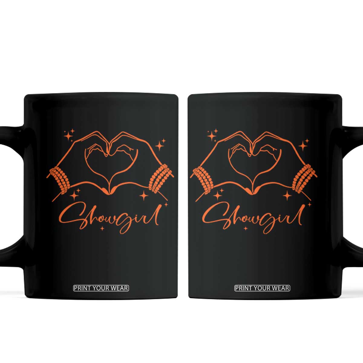 Heart Hands Showgirl Coffee Mug Girl Vintage 70's 80's Trendy Apparel TS10 Black Print Your Wear