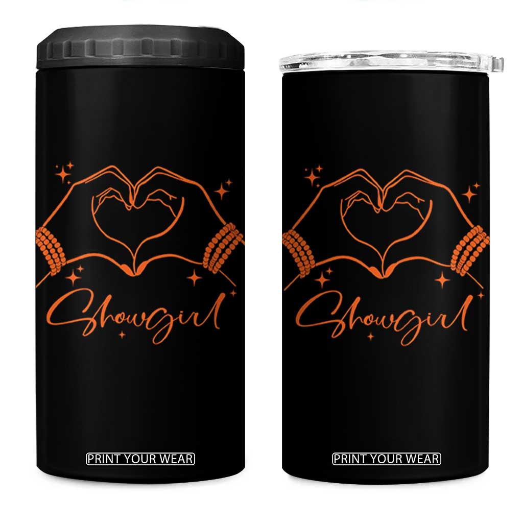 Heart Hands Showgirl 4 in 1 Can Cooler Tumbler Girl Vintage 70's 80's Trendy Apparel TS10 One Size: 16 oz Black Print Your Wear