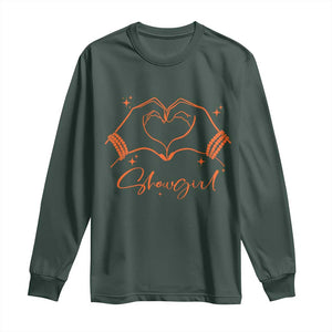 Heart Hands Showgirl Long Sleeve Shirt Girl Vintage 70's 80's Trendy Apparel TS10 Dark Forest Green Print Your Wear