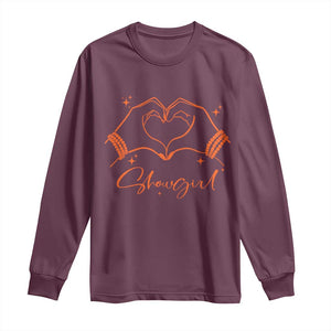 Heart Hands Showgirl Long Sleeve Shirt Girl Vintage 70's 80's Trendy Apparel TS10 Maroon Print Your Wear