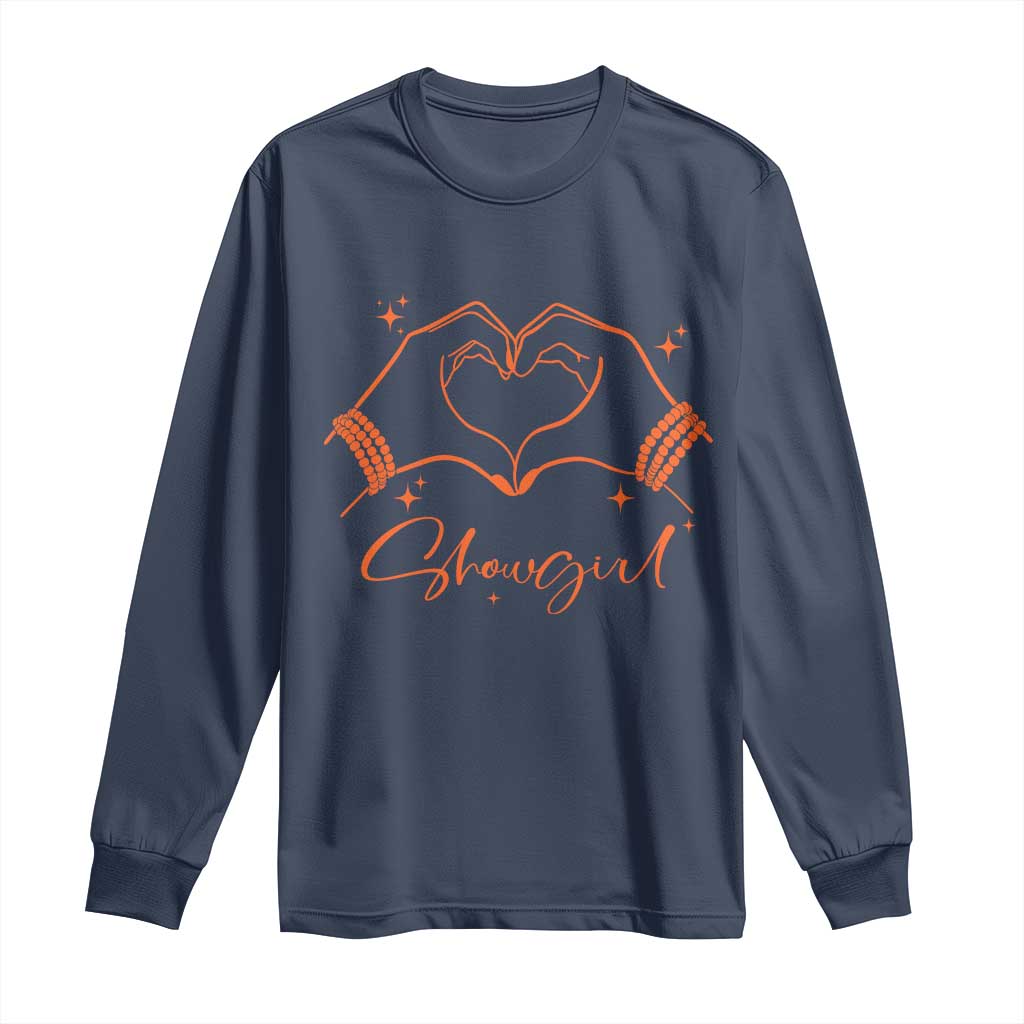 Heart Hands Showgirl Long Sleeve Shirt Girl Vintage 70's 80's Trendy Apparel TS10 Navy Print Your Wear