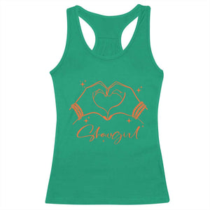 Heart Hands Showgirl Racerback Tank Top Girl Vintage 70's 80's Trendy Apparel TS10 Irish Green Print Your Wear