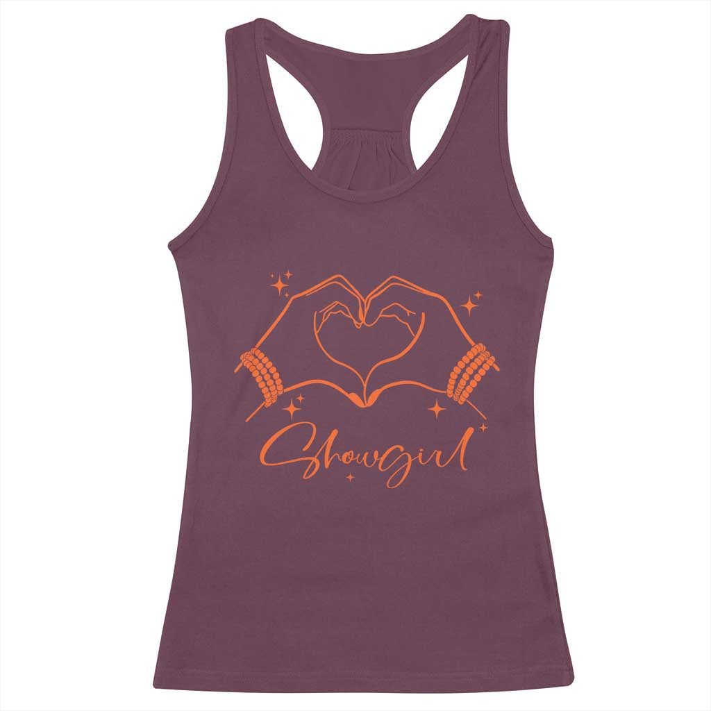 Heart Hands Showgirl Racerback Tank Top Girl Vintage 70's 80's Trendy Apparel TS10 Maroon Print Your Wear