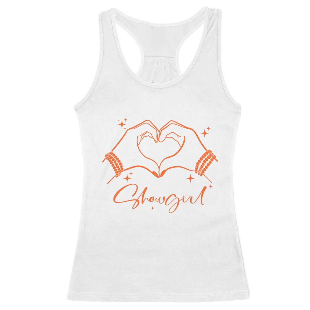 Heart Hands Showgirl Racerback Tank Top Girl Vintage 70's 80's Trendy Apparel TS10 White Print Your Wear