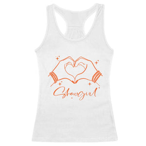 Heart Hands Showgirl Racerback Tank Top Girl Vintage 70's 80's Trendy Apparel TS10 White Print Your Wear