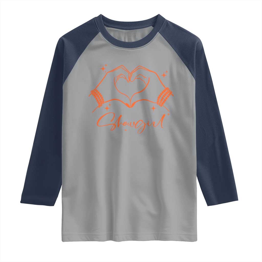 Heart Hands Showgirl Raglan Shirt Girl Vintage 70's 80's Trendy Apparel TS10 Sport Gray Navy Print Your Wear