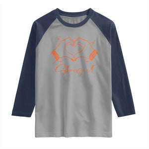 Heart Hands Showgirl Raglan Shirt Girl Vintage 70's 80's Trendy Apparel TS10 Sport Gray Navy Print Your Wear